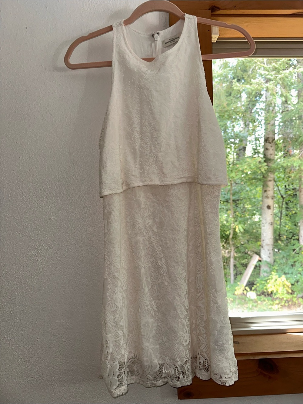 Abercrombie & Fitch Cream Lace Midi Halter Dress